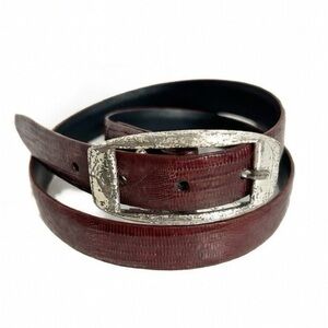 Kenneth Cole Textured Leather Belt Silver Toned Hardware Rectangular Belt Buckle